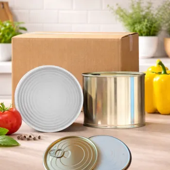 SET Plechovka na zavařování  + Víčko  Easy open 99/63 "500g" (400ml.) Bílá/Zlato - KARTON 100ks